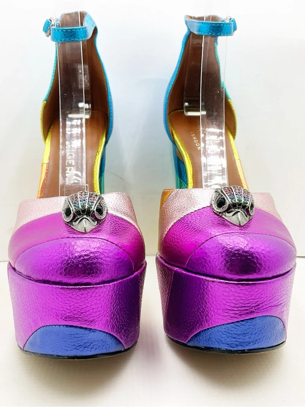 🆕{Kurt Geiger London} Kensington Leather Embellished High Heel Platform Pumps